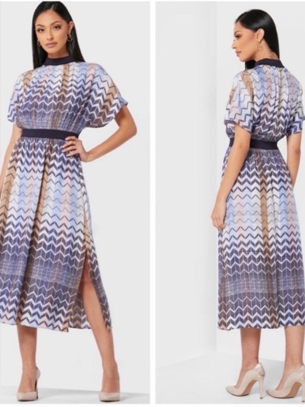 Ted Baker London: Samii Geo Print Rib Detail Midi Dress